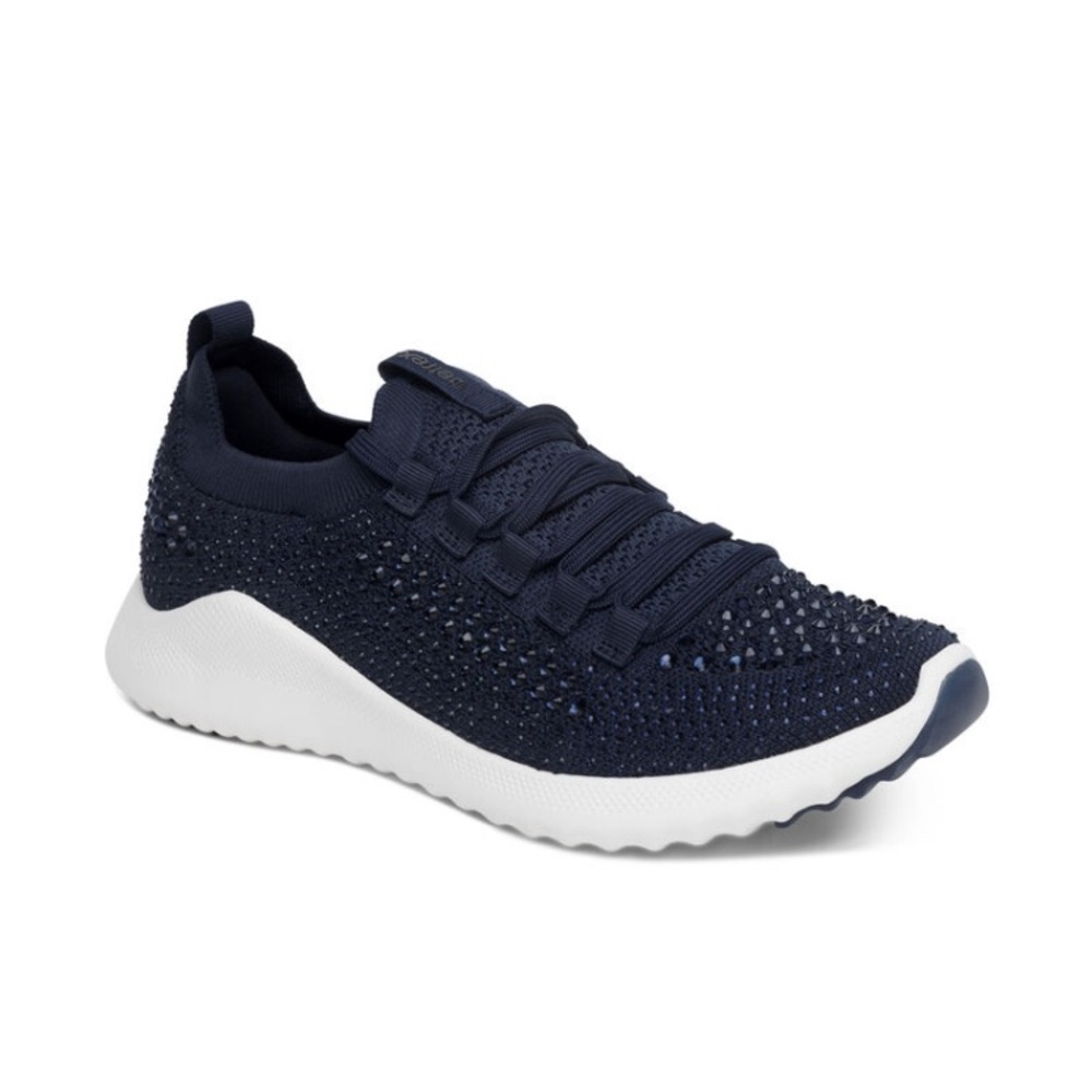 New Aetrex Carly Sparkle Navy Arch Support Sneakers Blue Size 8.5, Retail $149